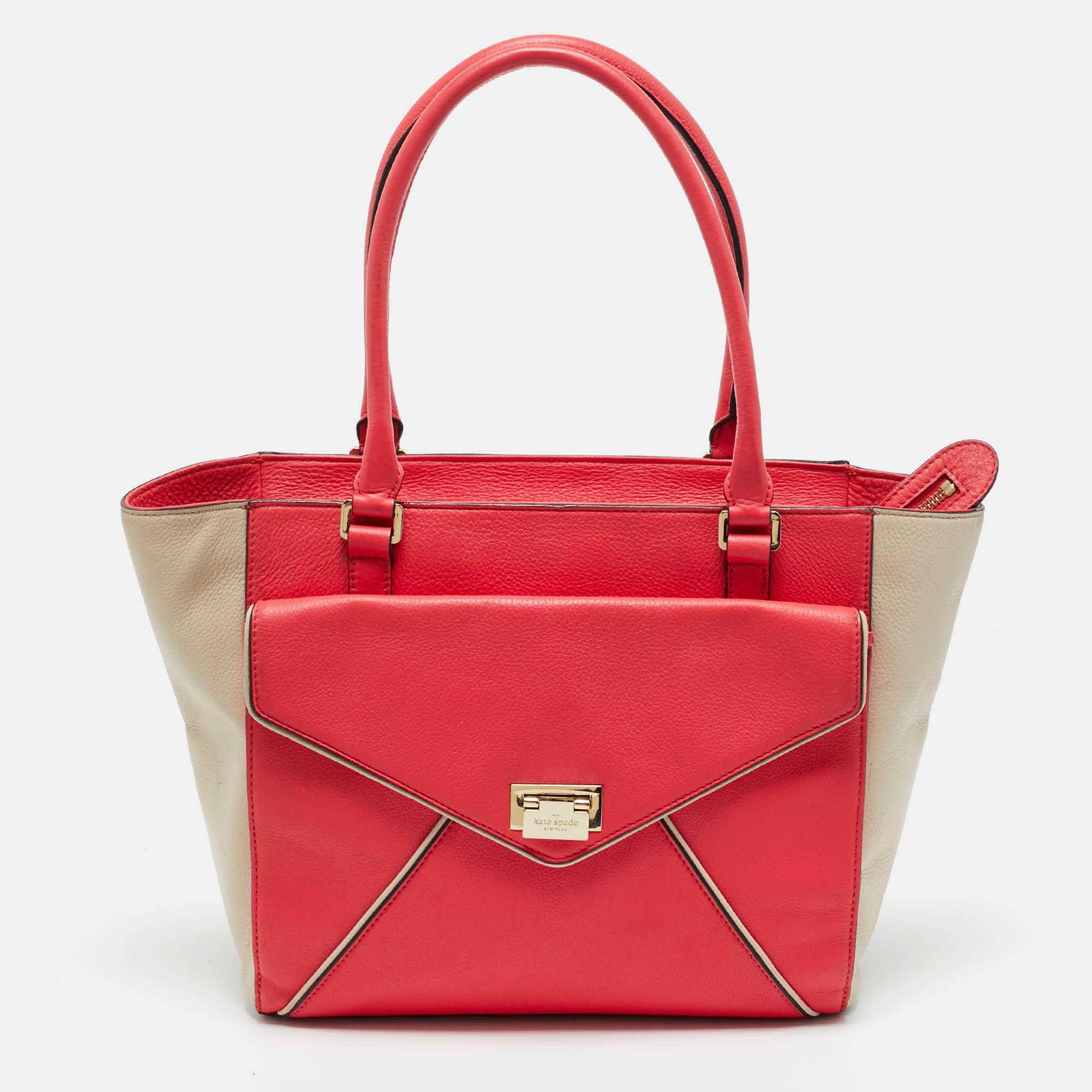 

Kate Spade Pink/Beige Leather Wesley Palace Johanna Tote