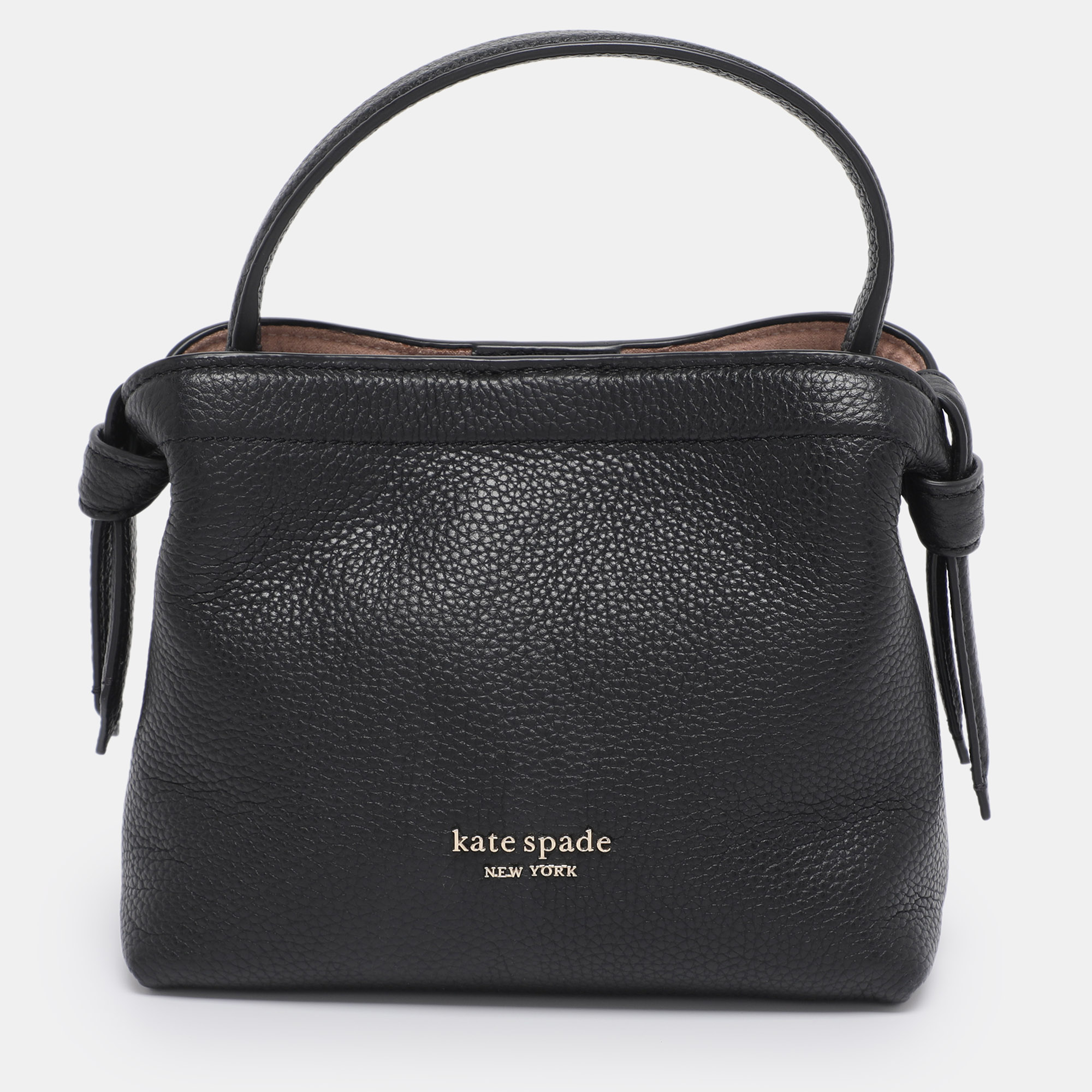 Pre-owned Kate Spade Black Leather Mini Knot Top Handle Crossbody Bag