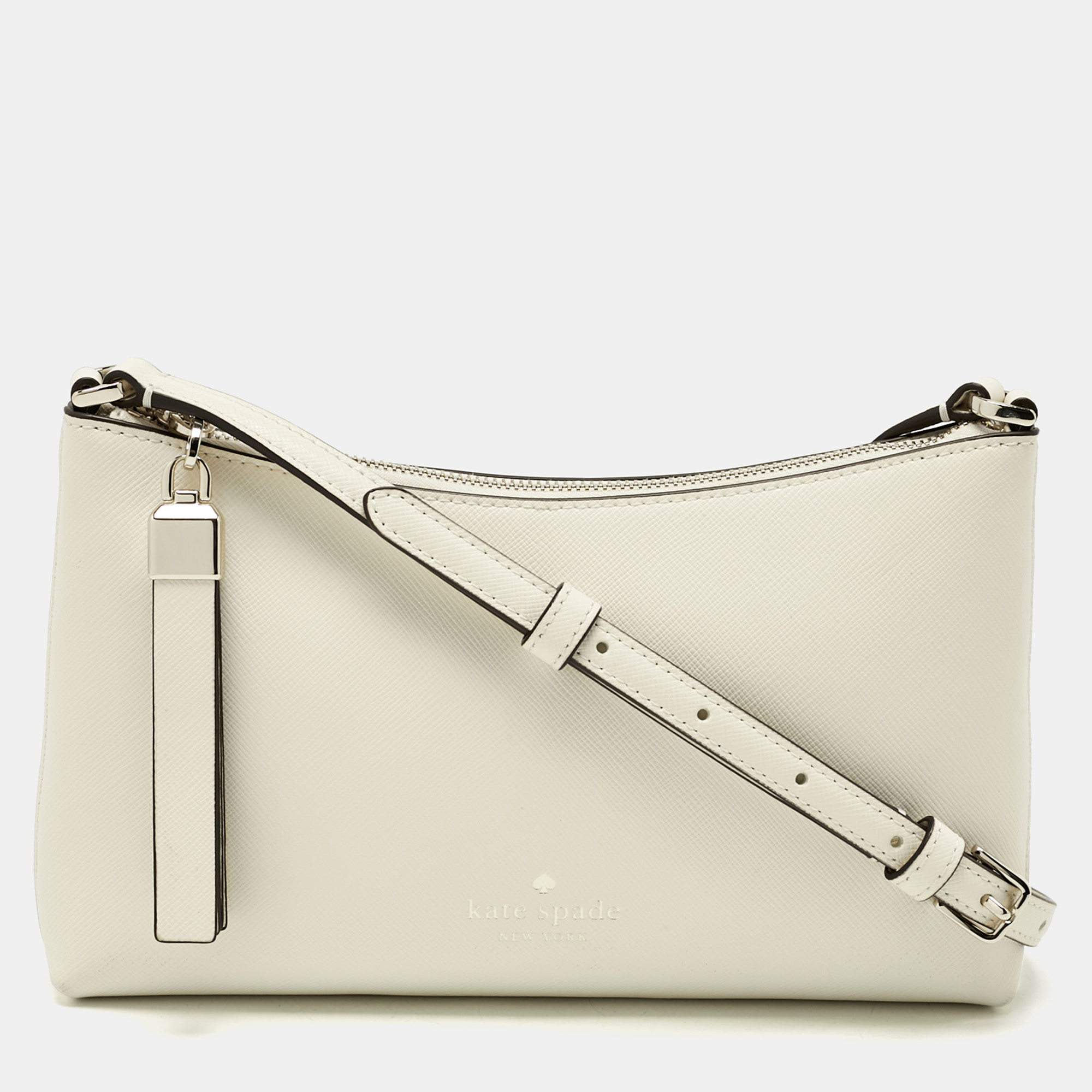 Pre-owned Kate Spade Off White Leather Sadie Crossbody Bag