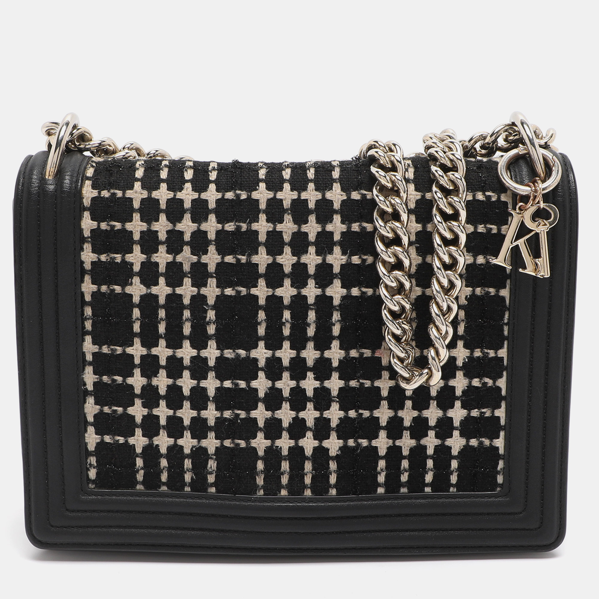 

Kate Spade Black Leather and Tweed Reese Park Marci Shoulder Bag