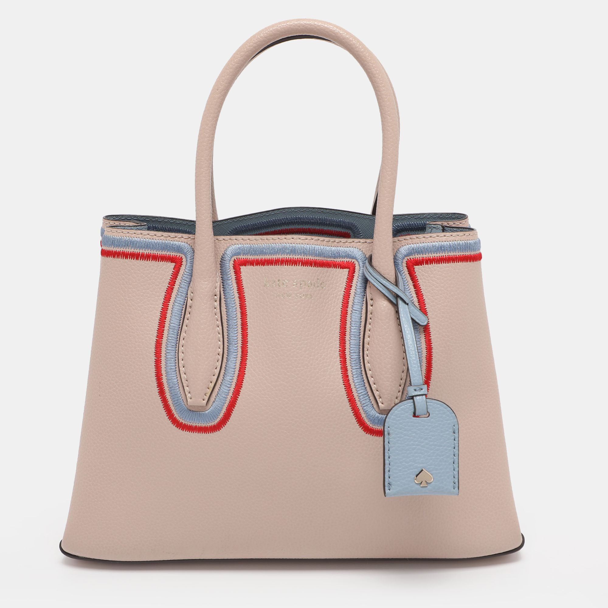 KATE SPADE Pre-owned Beige Leather Small Eva Embroidered Tote In Sand