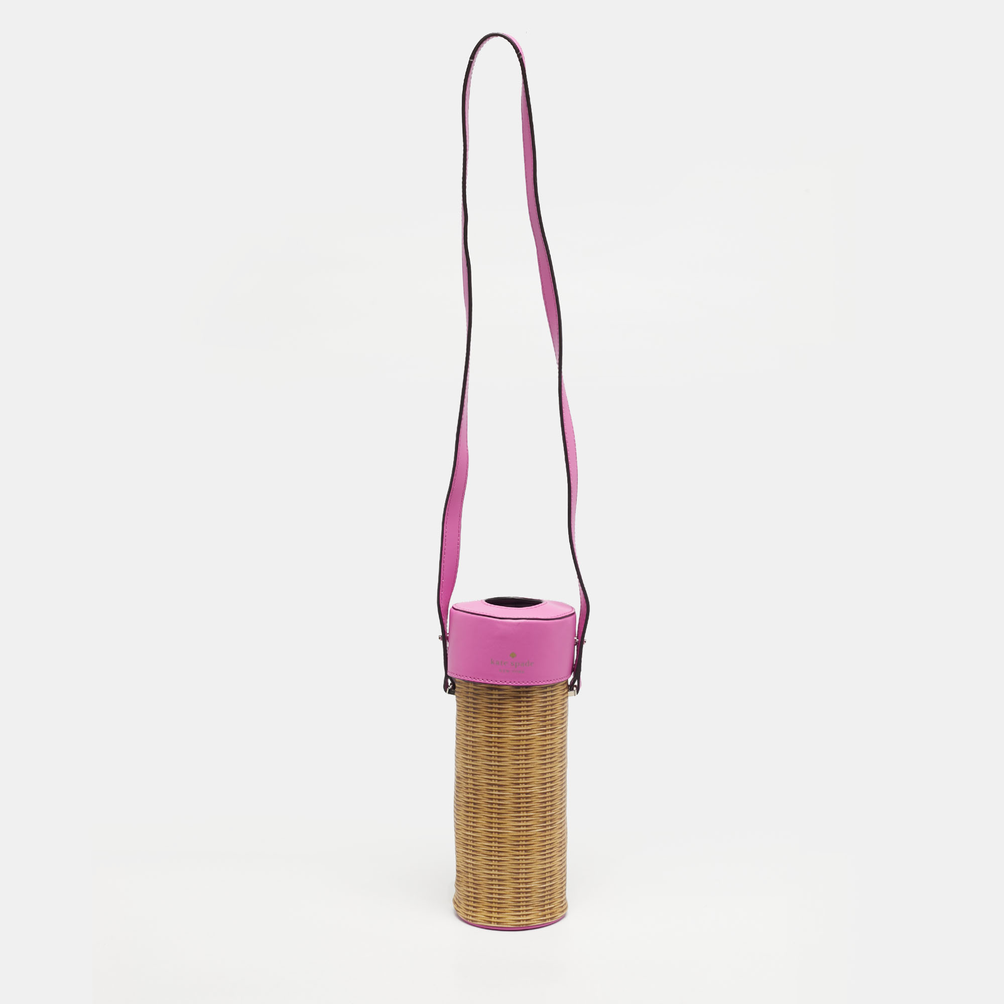 

Kate Spade Champagne Box Brown/Fuchsia Woven Printed Leather Crossbody Bag