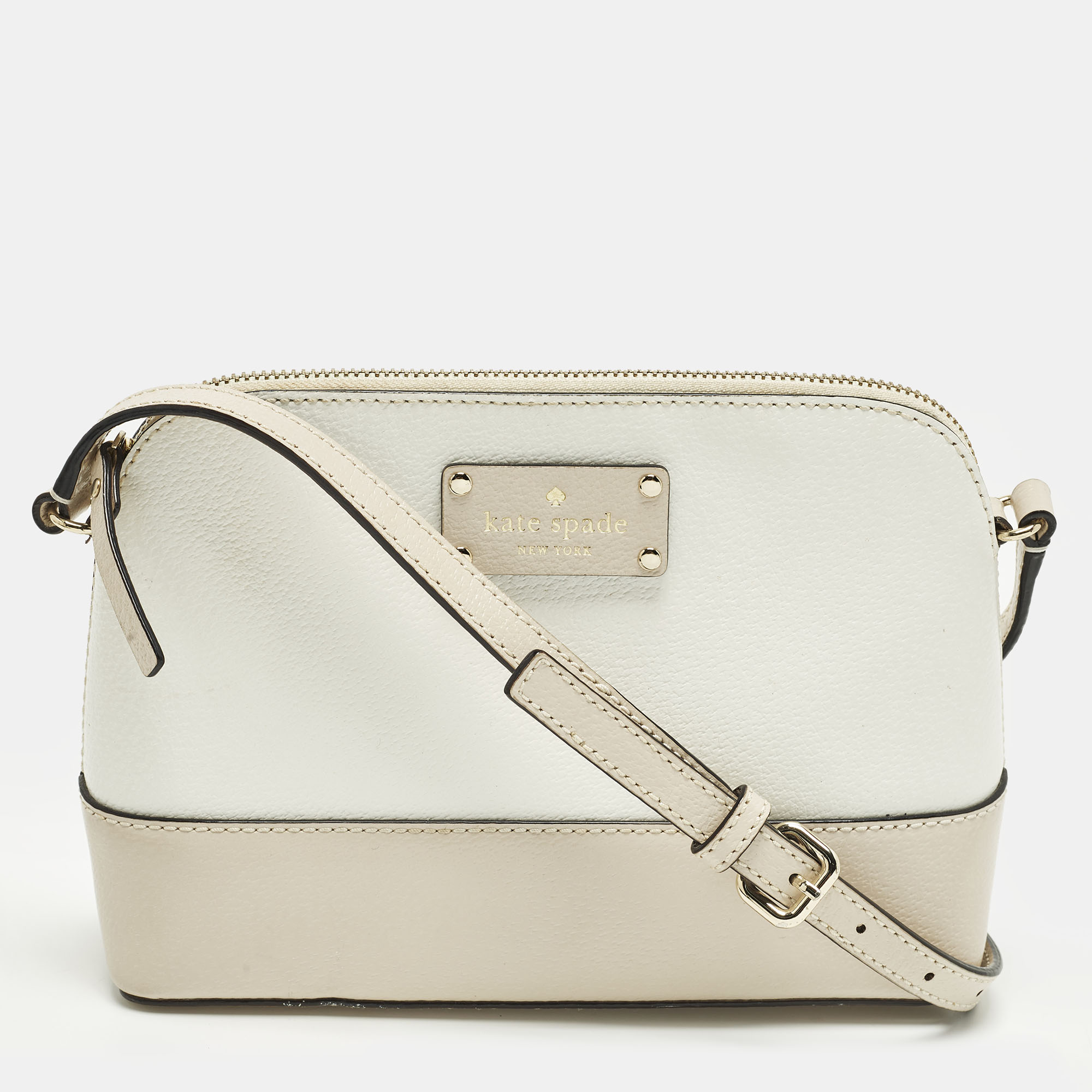 

Kate Spade Bay Street Hanna White/Beige Leather Crossbody Bag