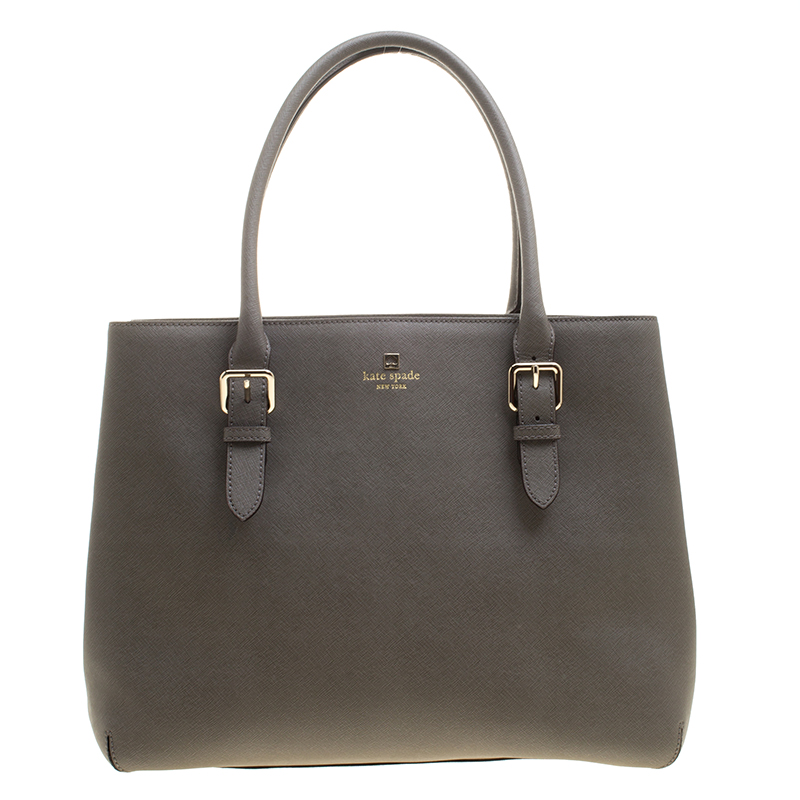 Pre Owned Kate Spade Grey Leather Cove Street Airel Tote
