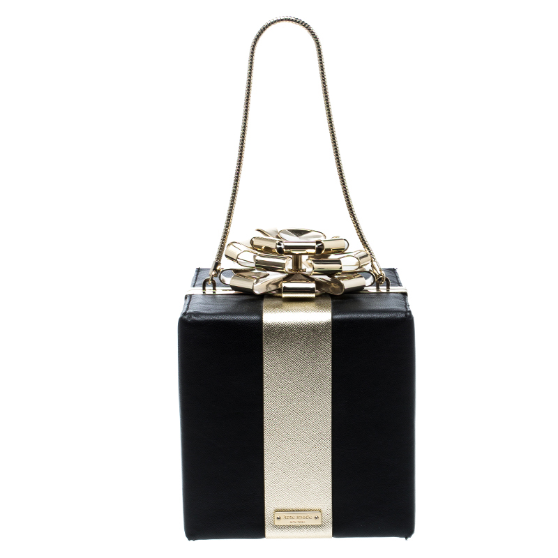 Kate Spade Black/Gold Leather Steal The Spotlight Square Gift Box ...