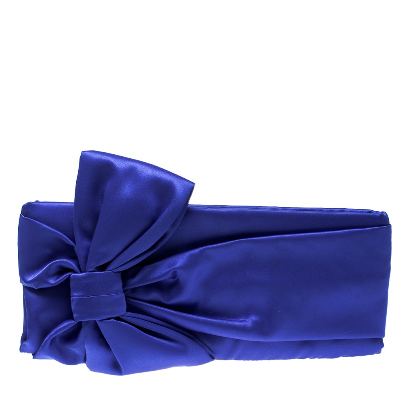 Pre Owned Kate Spade Blue Satin Evening Belles Gini Clutch