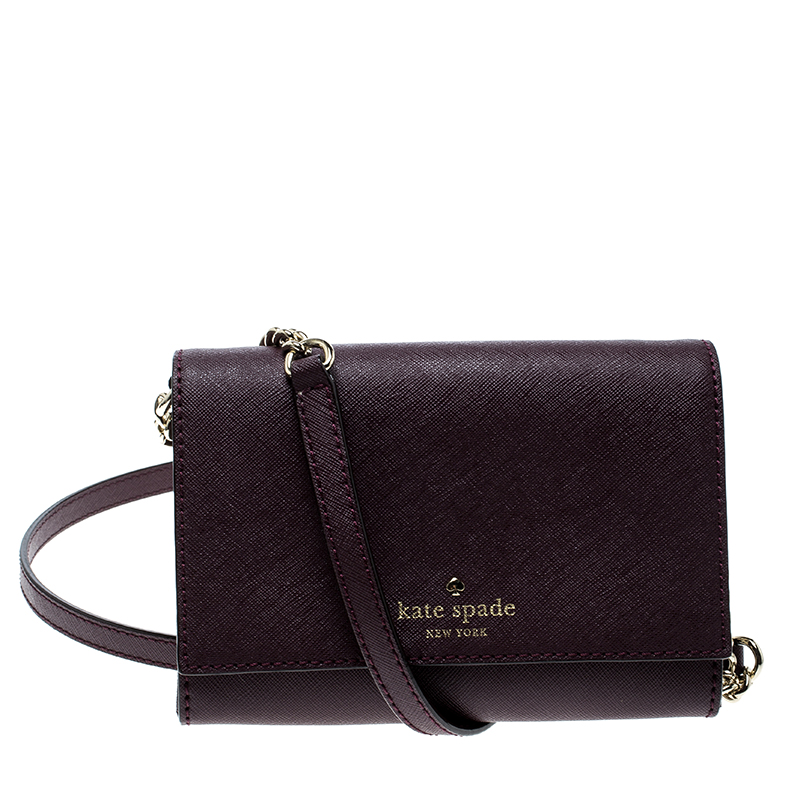Kate Spade Burgundy Leather Cedar Street Cami Crossbody Bag
