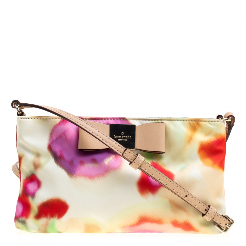 Pre Owned Kate Spade Multicolor Printed Nylon Crossbody Bag