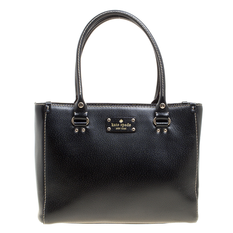 Pre Owned Kate Spade Black Leather Wellesley Quinn Tote