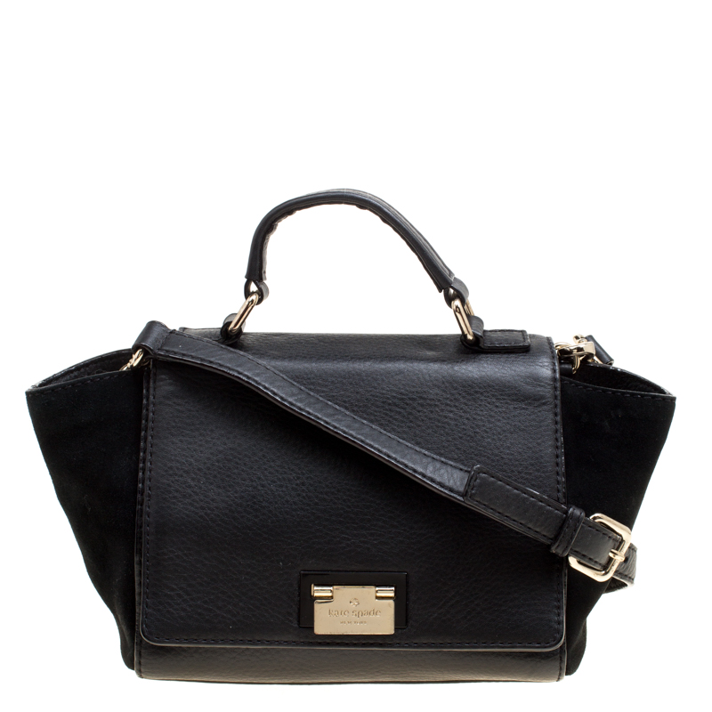 Kate Spade Black Leather and Suede Magnolia Park Top Handle Bag