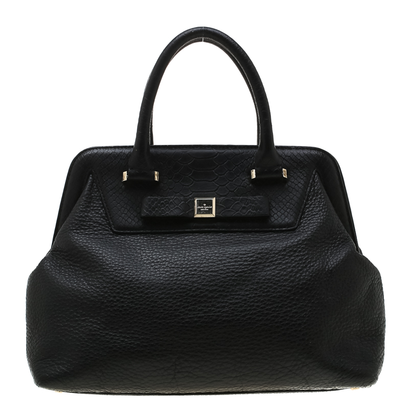 Pre Owned Kate Spade Black Leather Frame Satchel 