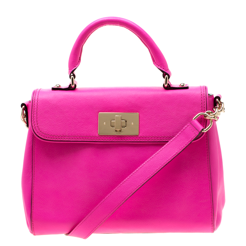 Pre Owned Kate Spade Pink Leather Irving Place Little Nadine Top Handle Bag