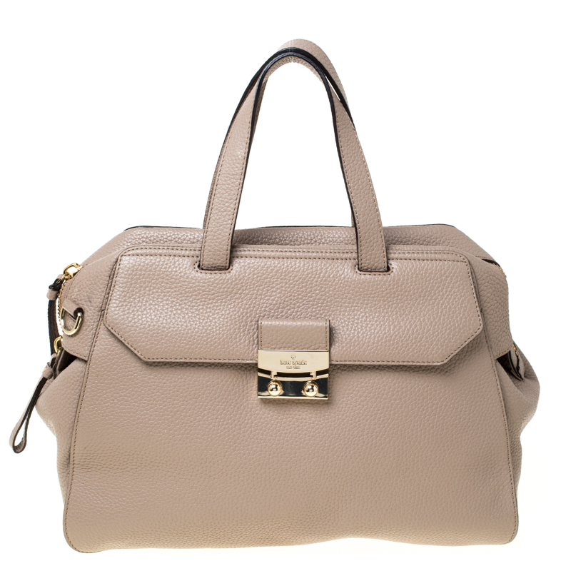 Pre Owned Kate Spade Beige Leather Front Pocket Satchel