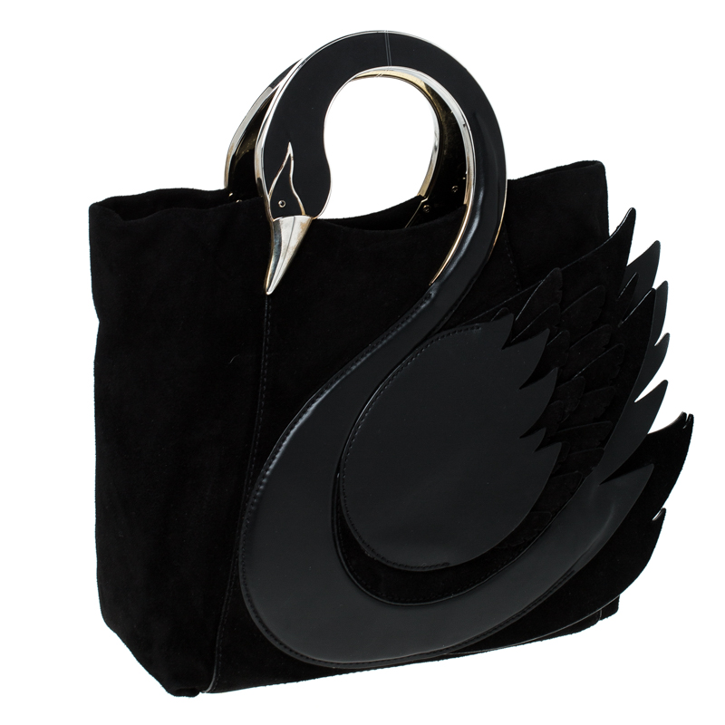 Kate Spade Black Suede and Leather On Pointe Swan Tote Kate Spade | TLC