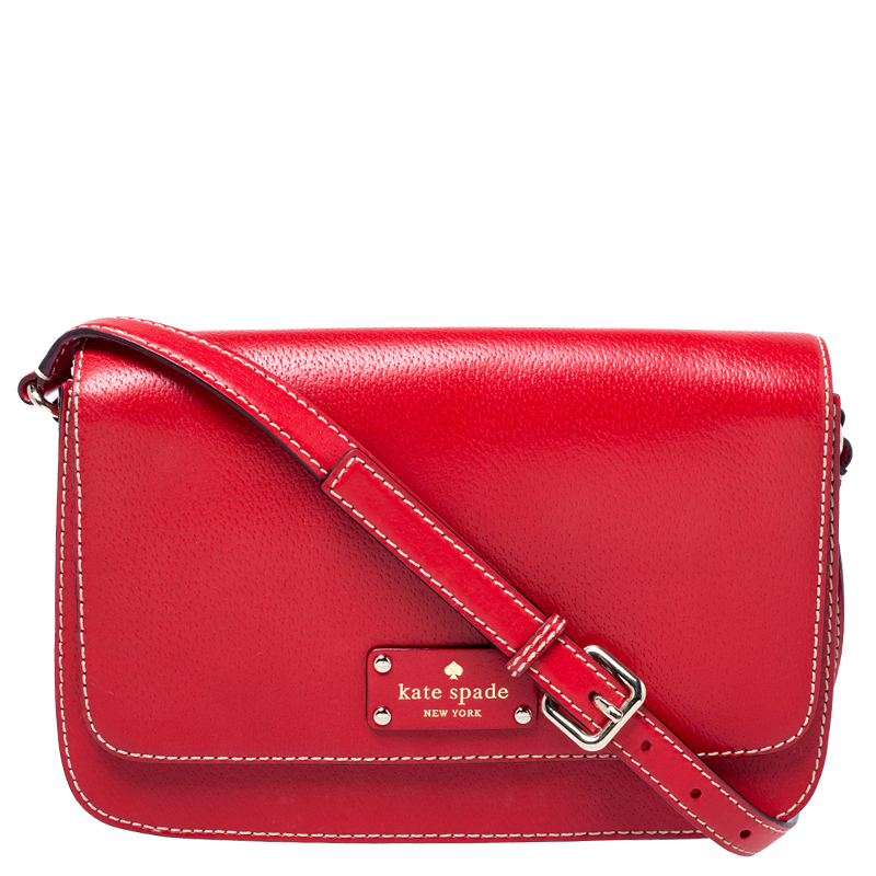 Pre Owned Kate Spade Red Leather Flap Shoulder Bag
