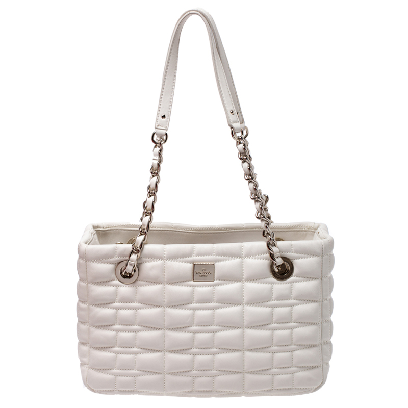 kate spade white leather tote