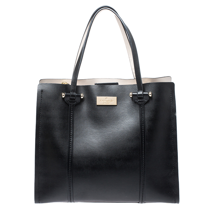 Pre Owned Kate Spade Black Leather Zip Tote