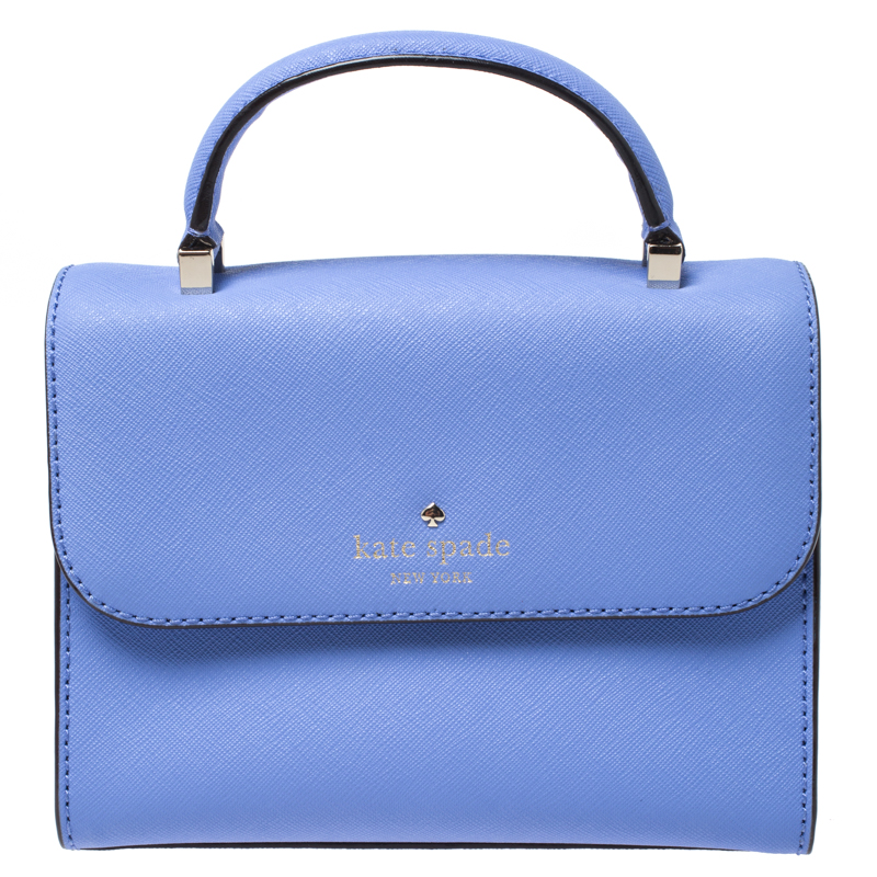 Pre Owned Kate Spade Blue Leather Mini Nora Top Handle Bag