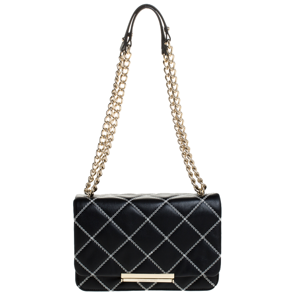 Pre Owned Kate Spade Black Quilted Leather Make It Mine Shoulder Bag