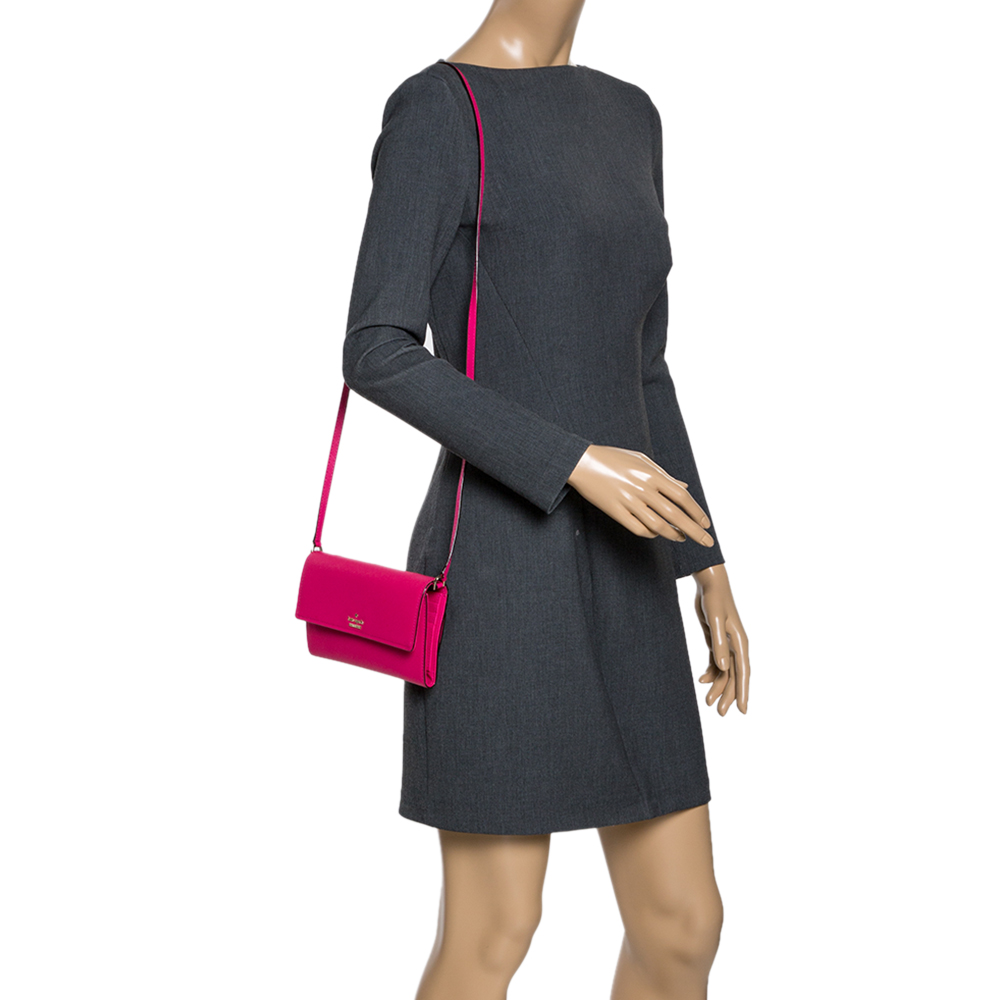 

Kate Spade Magenta Leather Flap Continental Wallet Bag, Pink