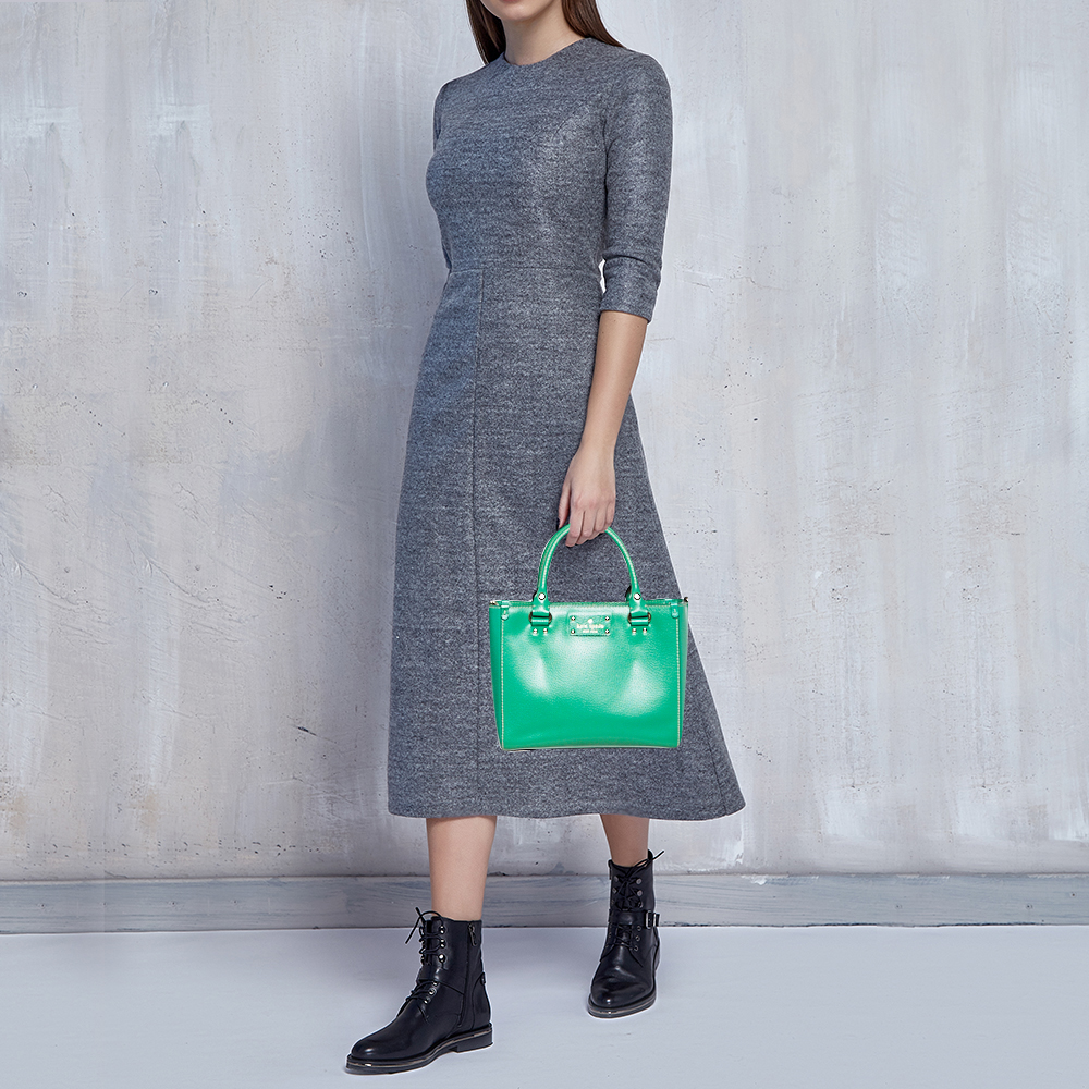 

Kate Spade Green Leather Wellesley Quinn Tote