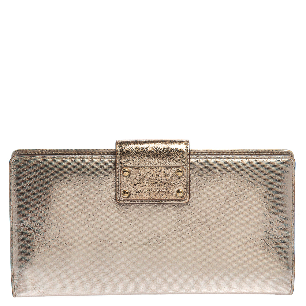 

Kate Spade Gold Shimmer Leather Flap Clutch