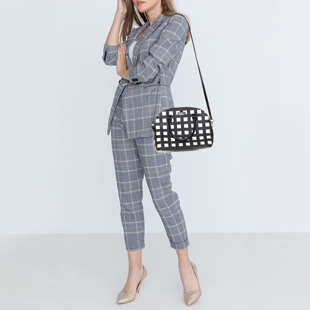 

Kate Spade Black/White Checkered Coated Canvas and Leather Satchel