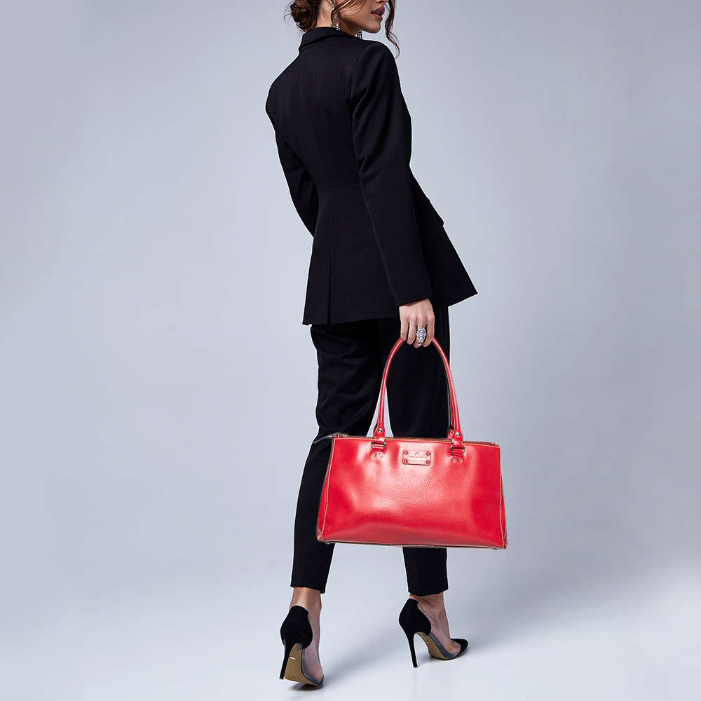 

Kate Spade Red Leather Double Zip Tote