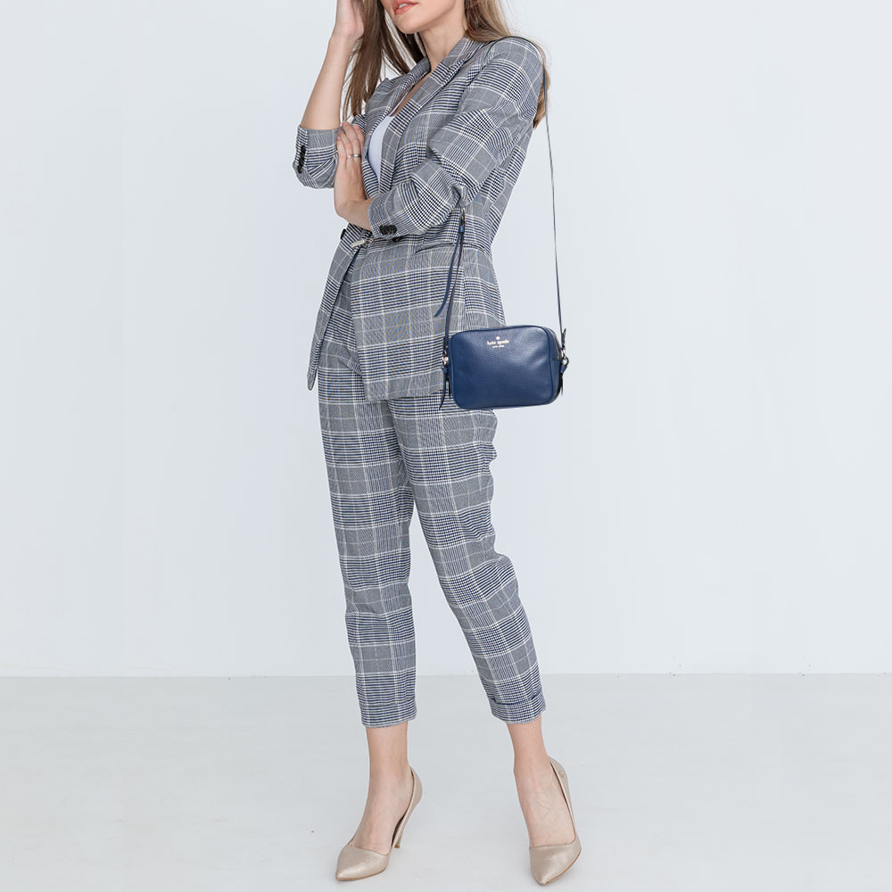 

Kate Spade Blue Leather Double Zip Camera Bag