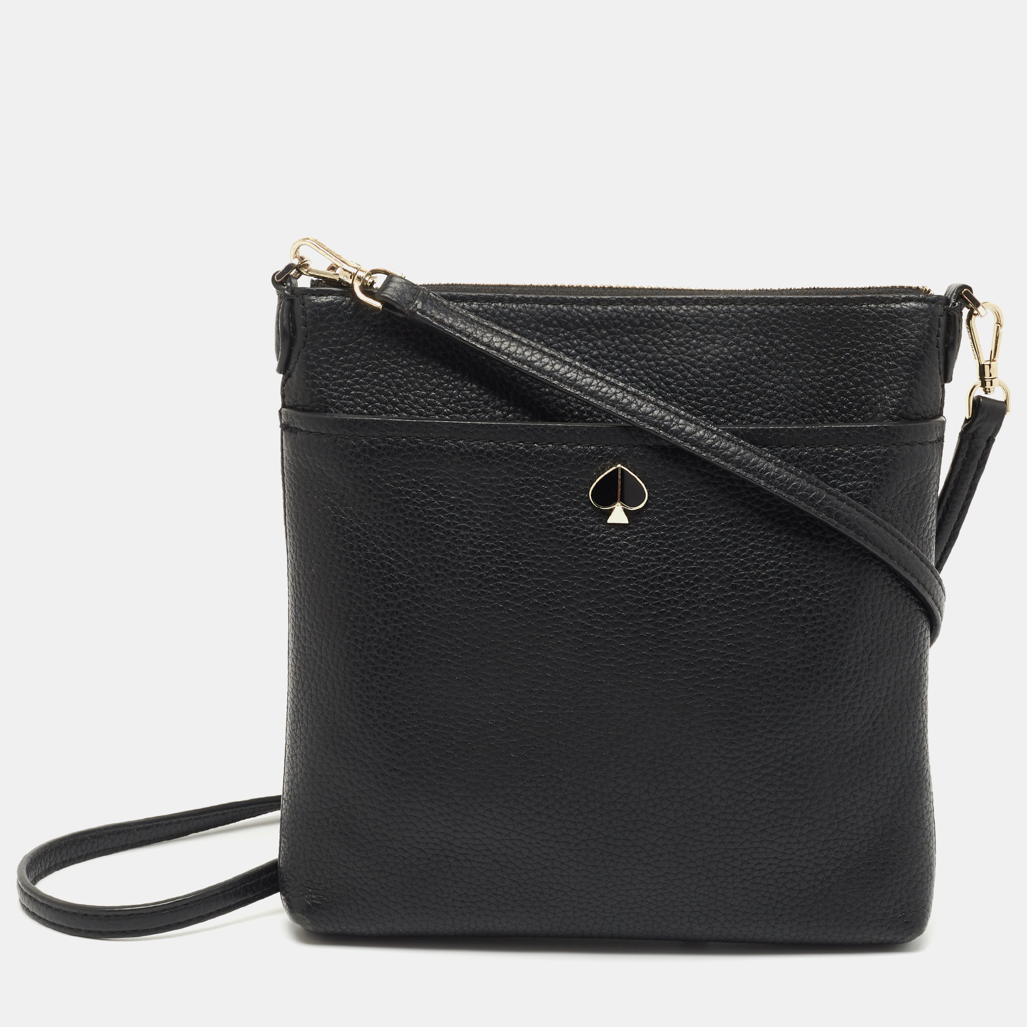 Pre-owned Kate Spade Black Leather Zip Crossbody Bag