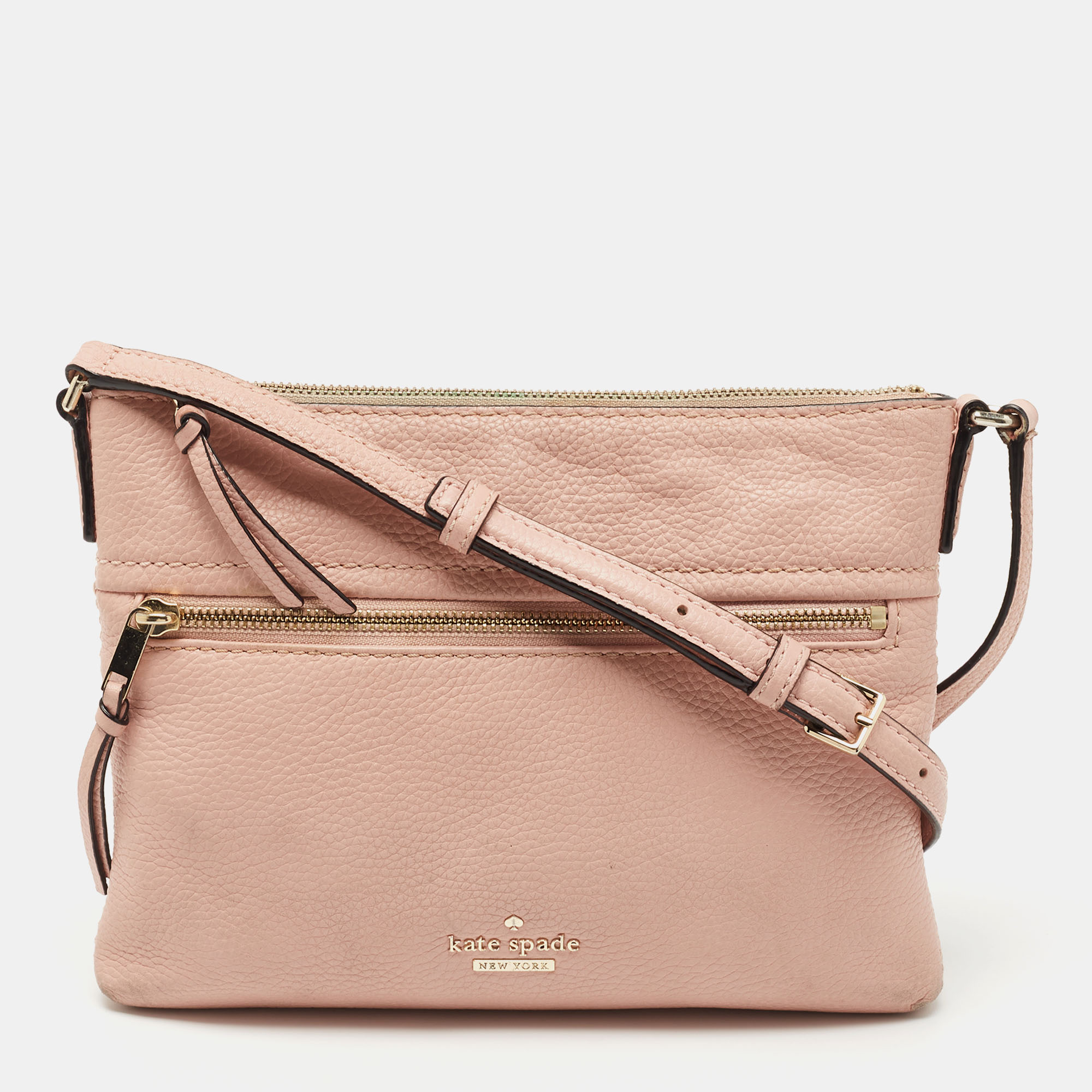Pre-owned Kate Spade Pink Leather Zip Crossbody Bag