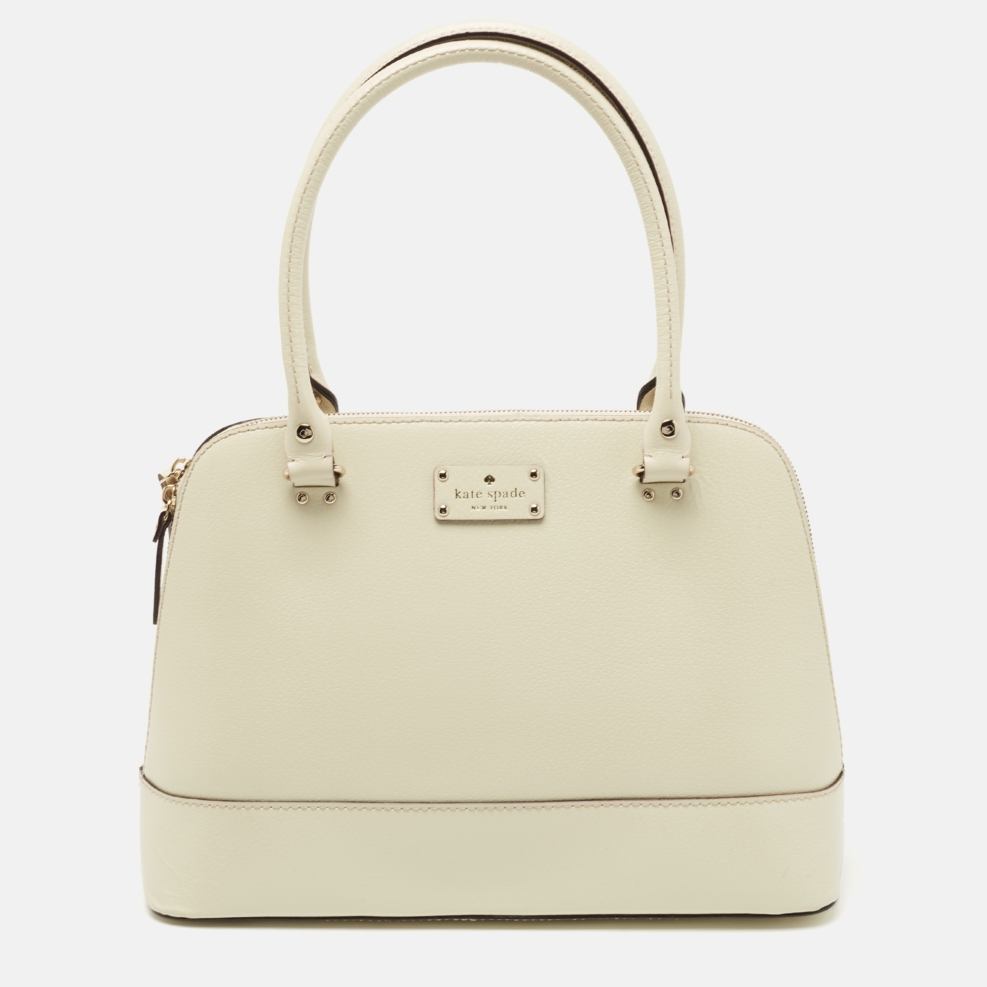 Pre-owned Kate Spade Off White Leather Wellesley Rachelle Satchel