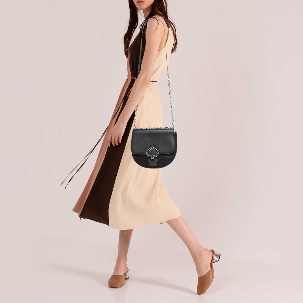 

Kate Spade Black Leather Robyn Saddle Crossbody Bag