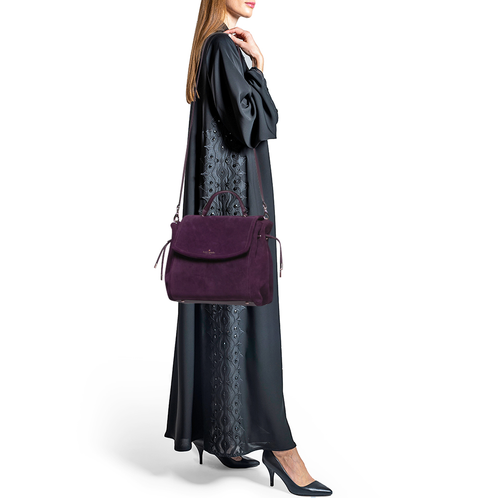 

Kate Spade Plum Suede and Leather Laurel Way Lilah Top Handle Bag, Purple