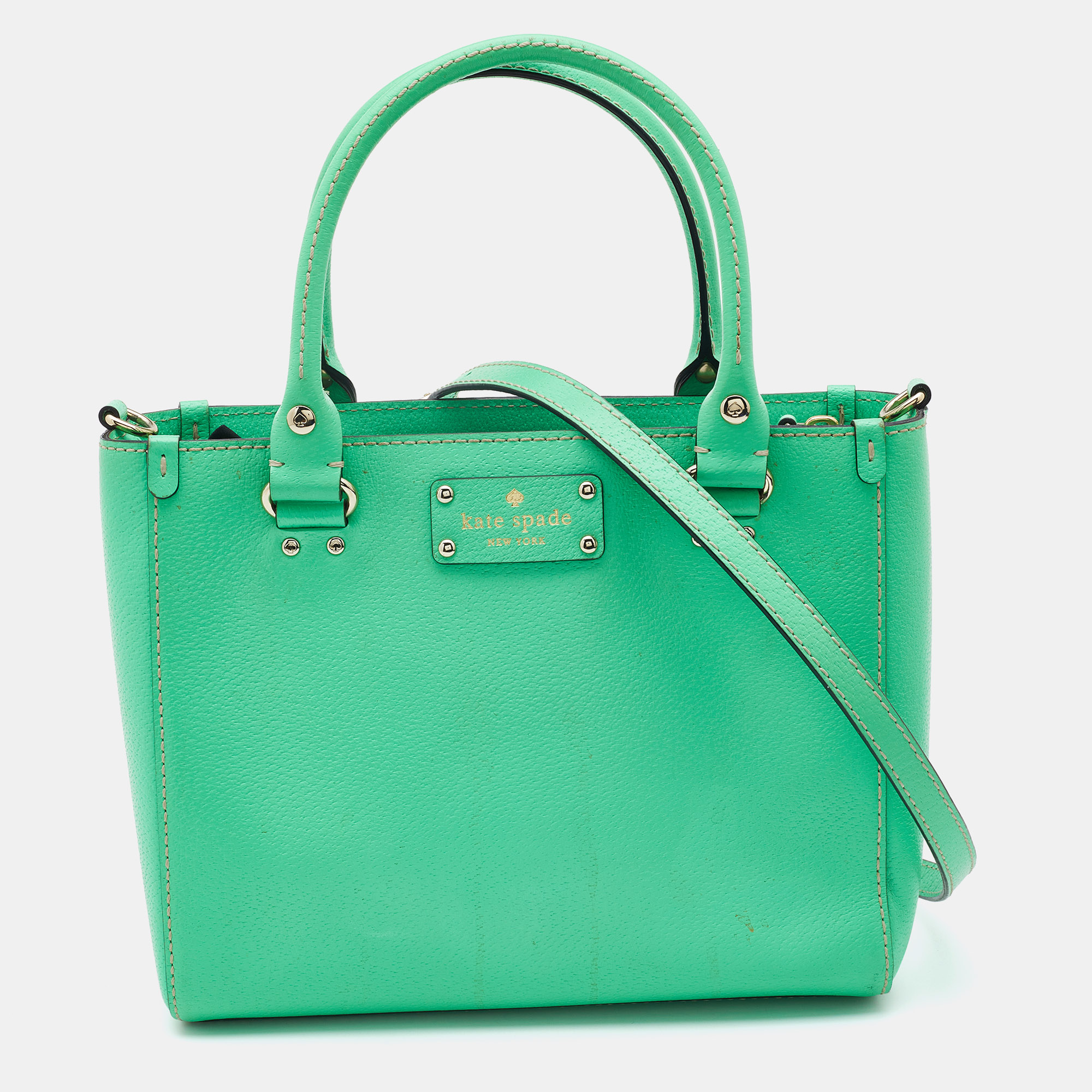 Pre-owned Kate Spade Green Leather Wellesley Quinn Tote