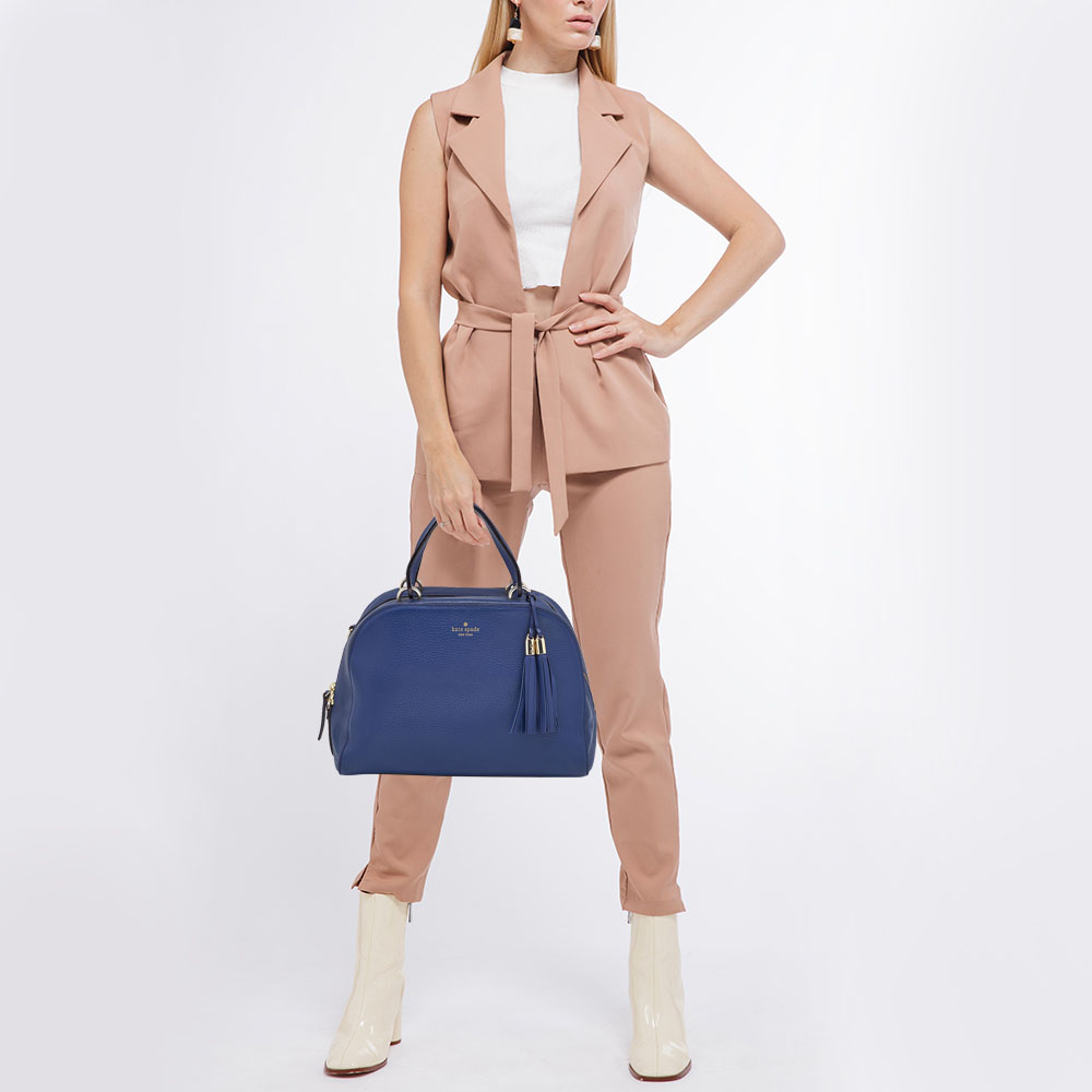 

Kate Spade Navy Blue Leather Tassel Satchel