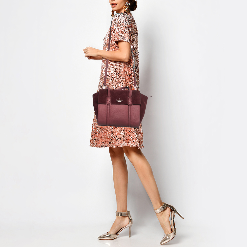 

Kate Spade Burgundy Leather and Suede Abigail Tote