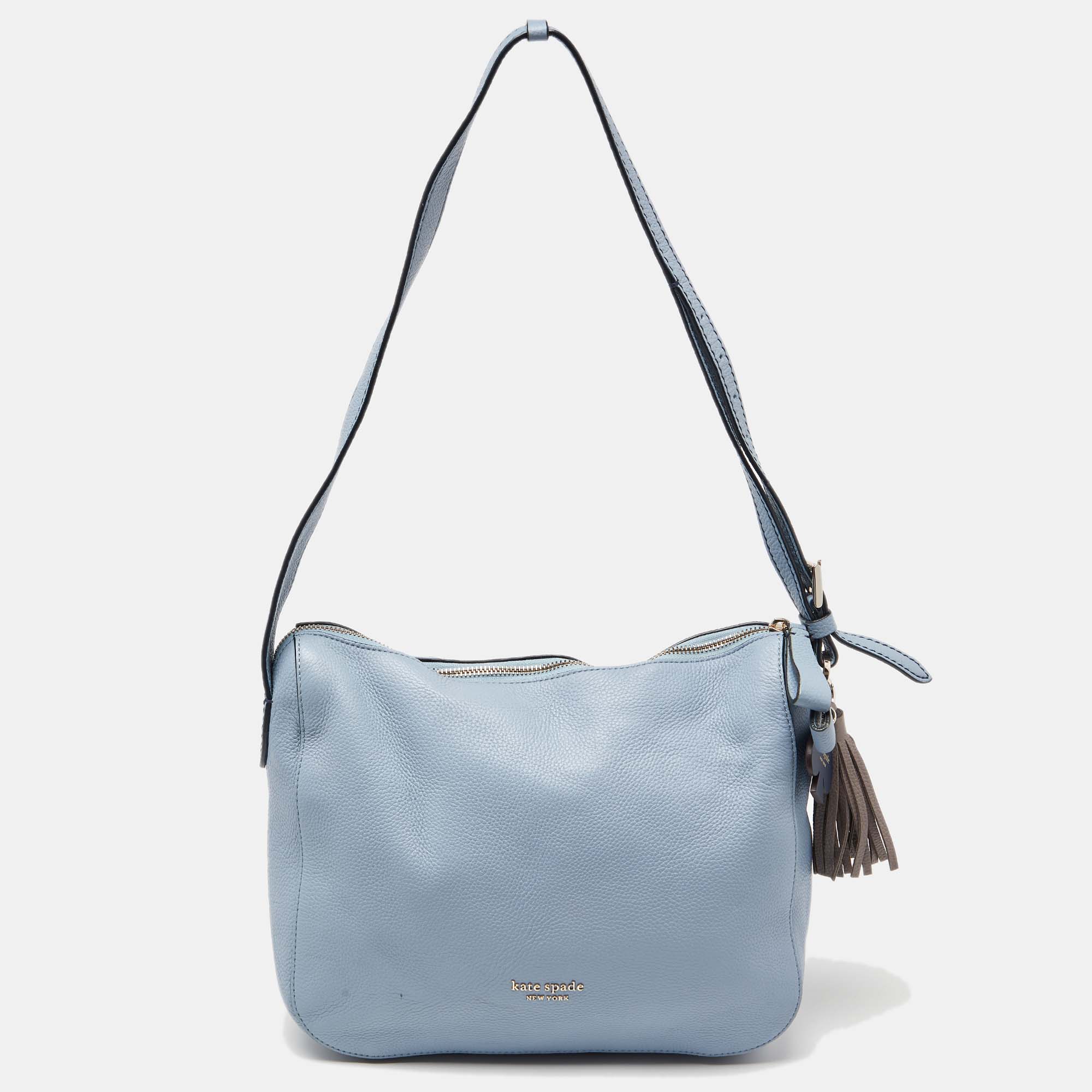 Pre-owned Kate Spade Blue Leather Zip Shoulder Bag