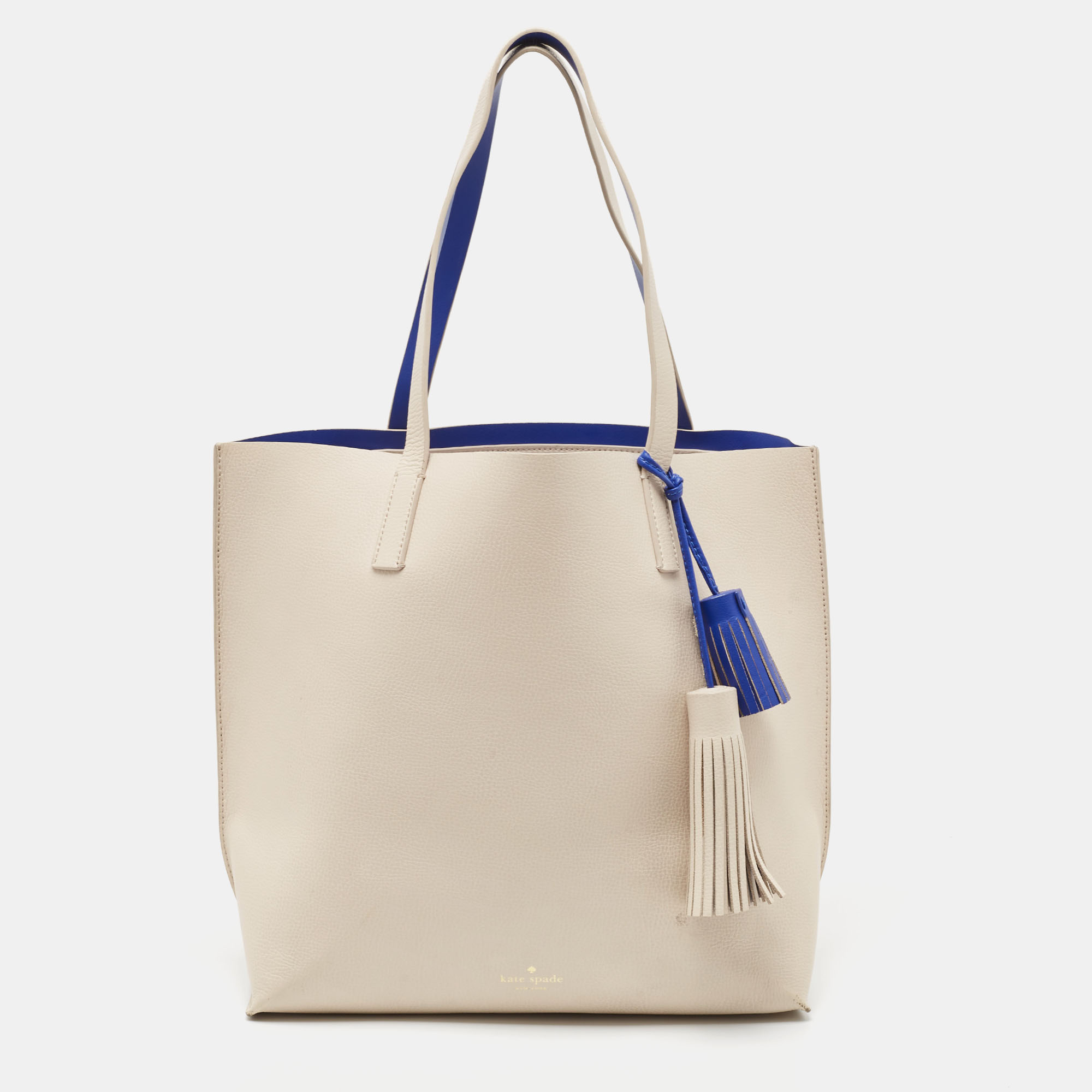 Pre-owned Kate Spade Off-white Leather Foster Court Tasha Tote