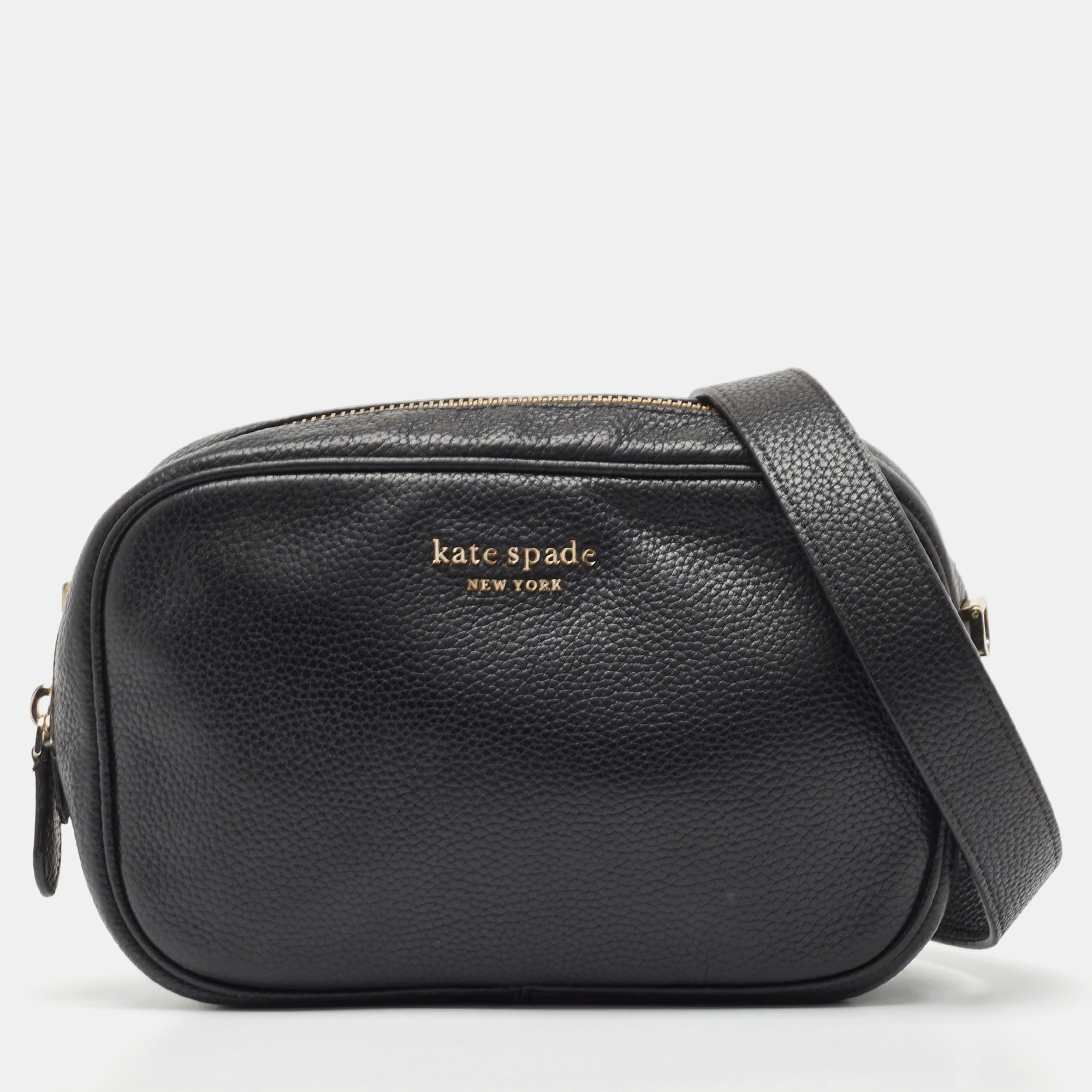 Pre-owned Kate Spade Black Leather Camera Crossbody Bag