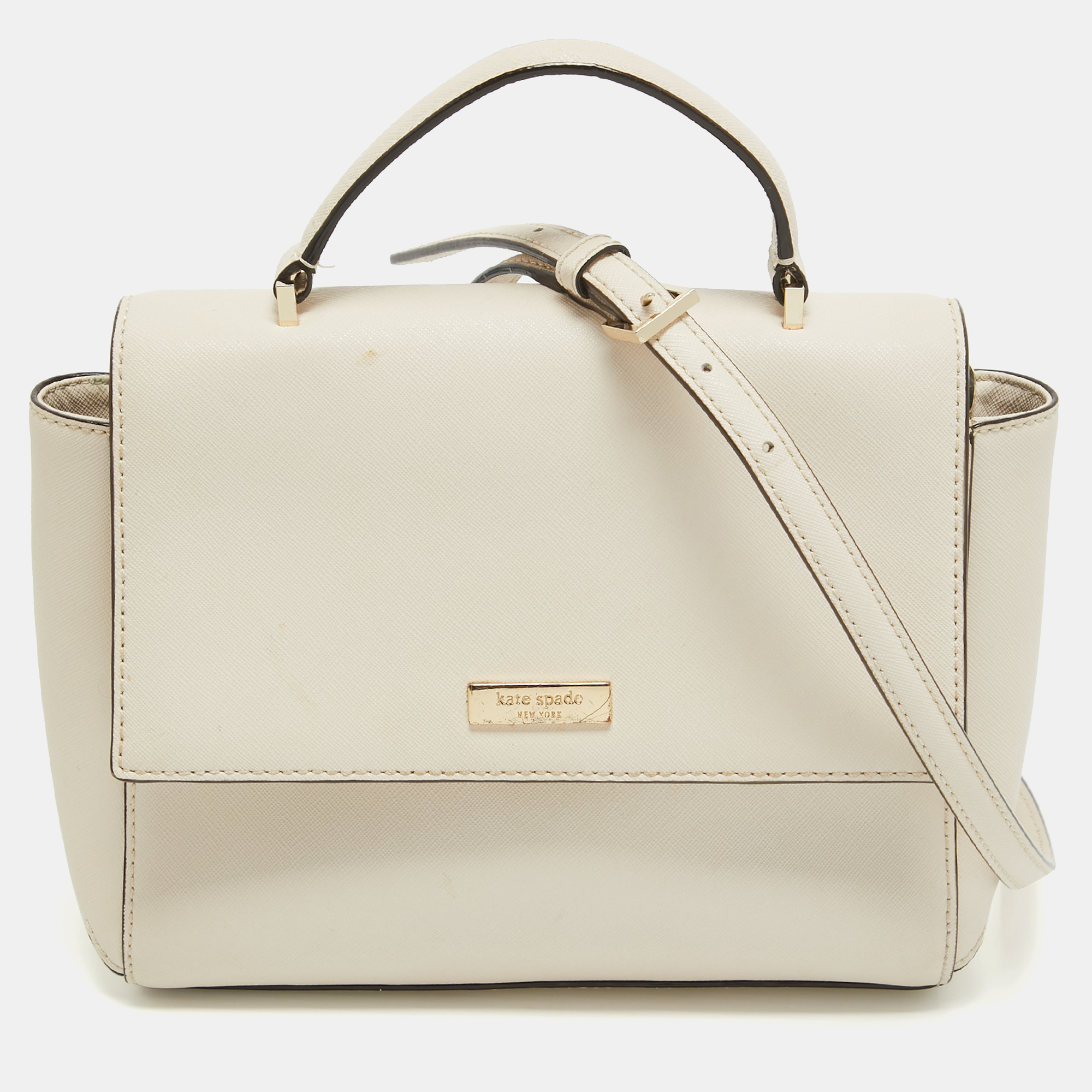 Pre-owned Kate Spade Off White Leather Charline Arbour Hill Top Handle Bag