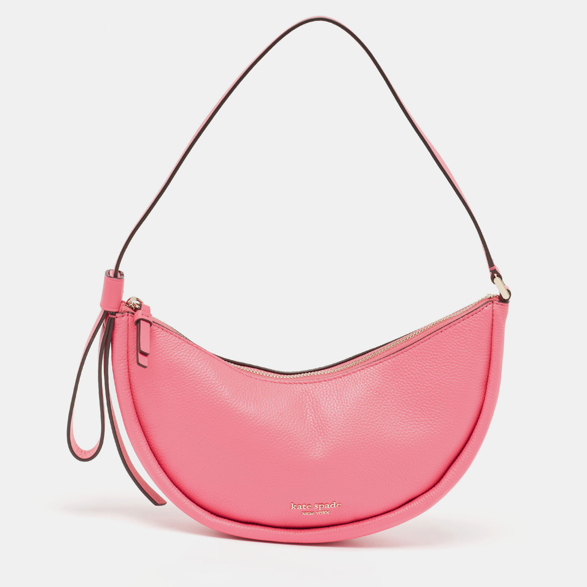 Pre-owned Kate Spade Pink Leather Small Smile Hobo