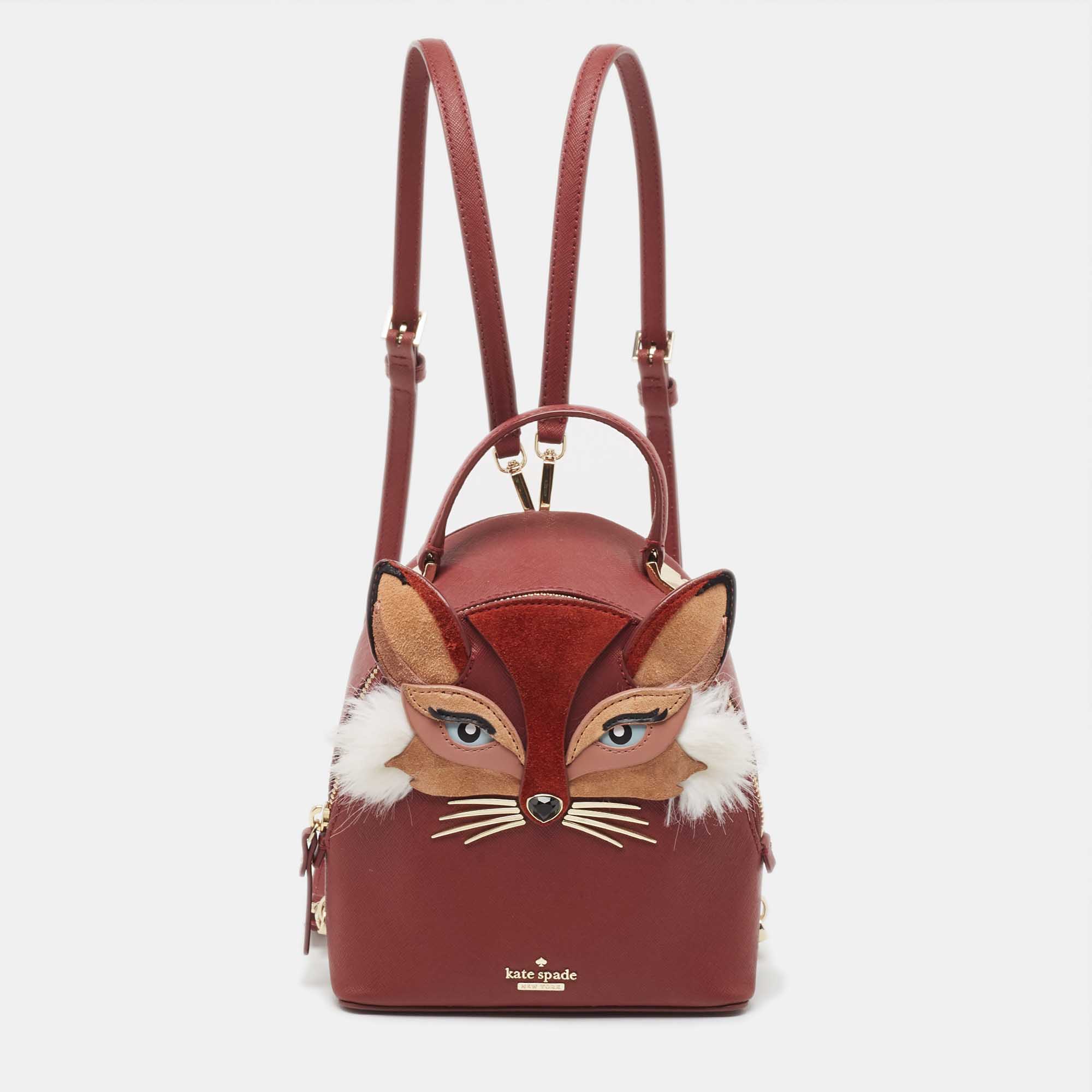 

Kate Spade Burgundy Leather So Foxy Fox Convertible Backpack