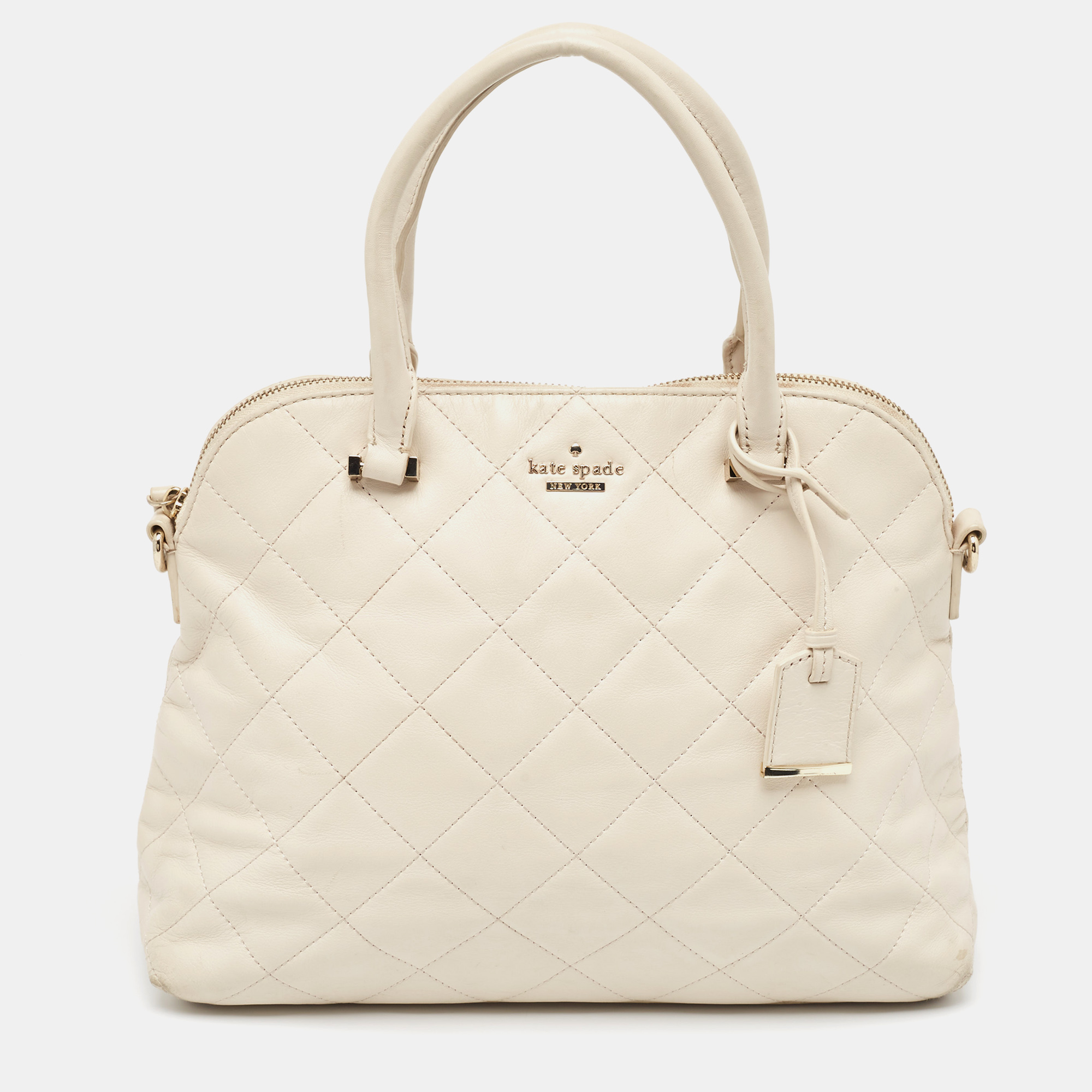 

Kate Spade Ivory Quilted Leather Patternson Satchel, White