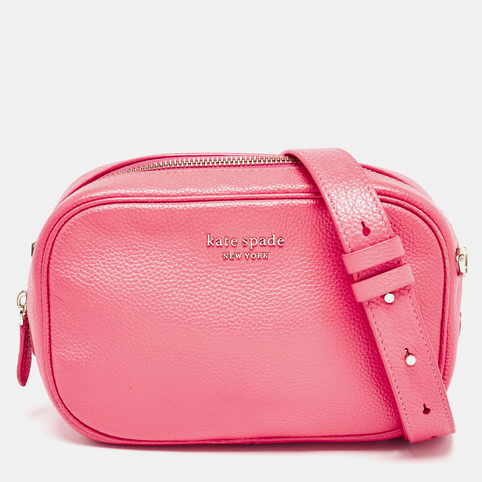 Pre-owned Kate Spade Hot Pink Leather Camera Crossbody Bag