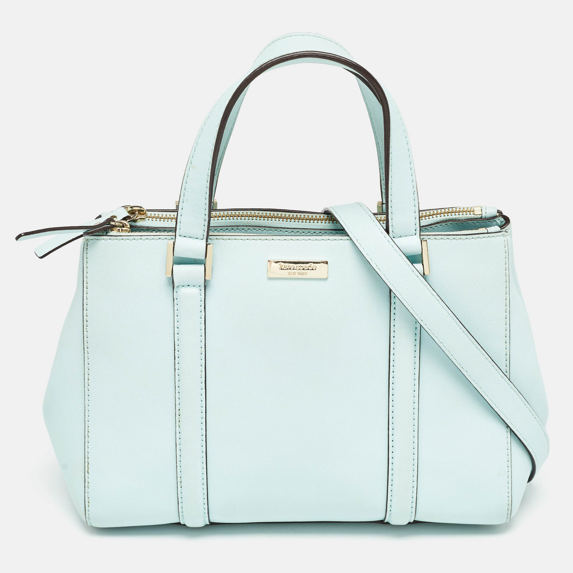 Pre-owned Kate Spade Light Blue Leather Small Newberry Lane Loden Top Handle Bag