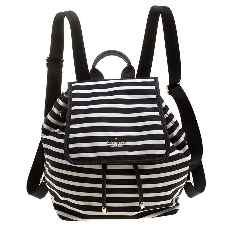 Kate Spade Black/White Stripe Nylon Molly Backpack Kate Spade | TLC