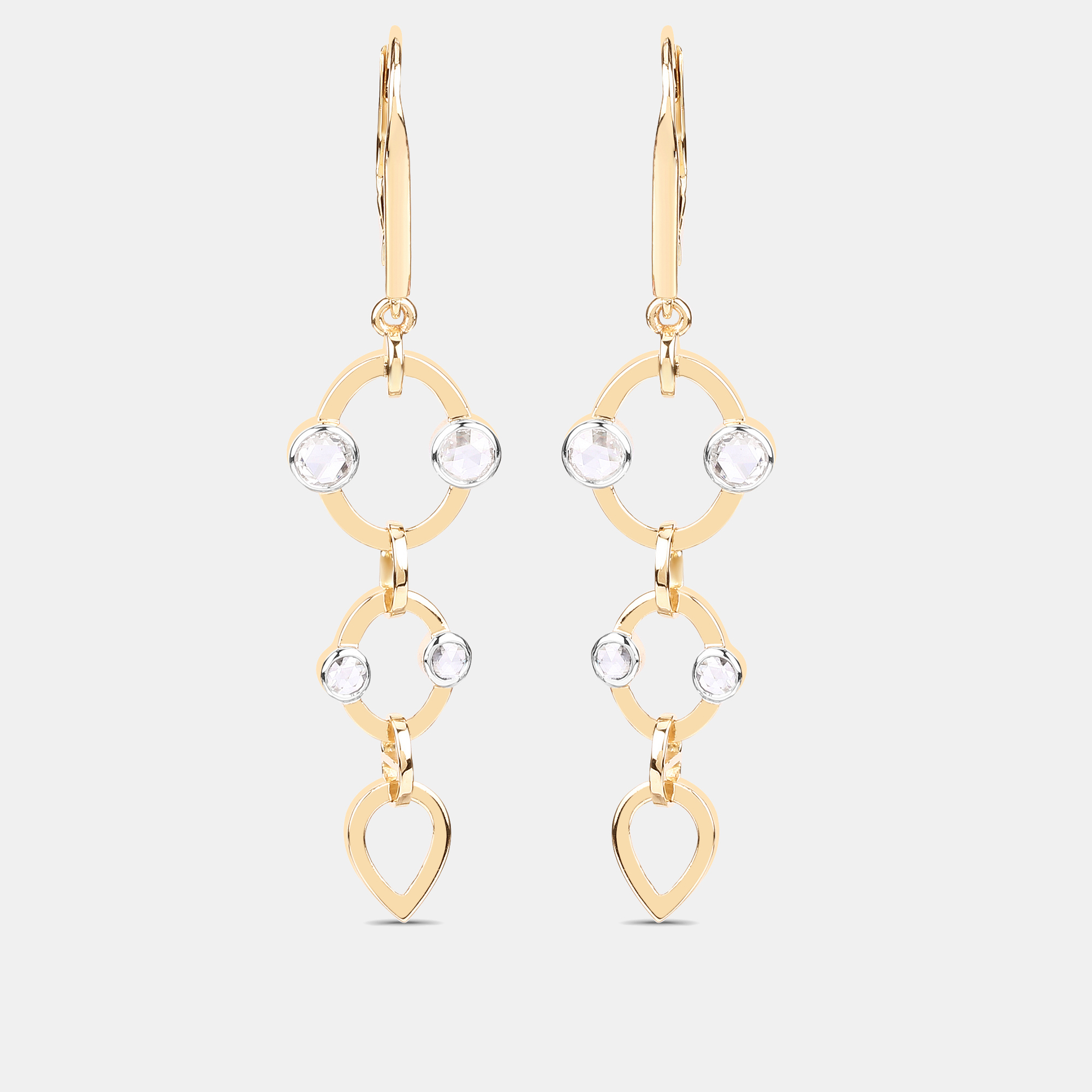 Pre-owned Keesh Jewels 1.02 Cts Diamond 14k Yellow Gold Dangle Earrings