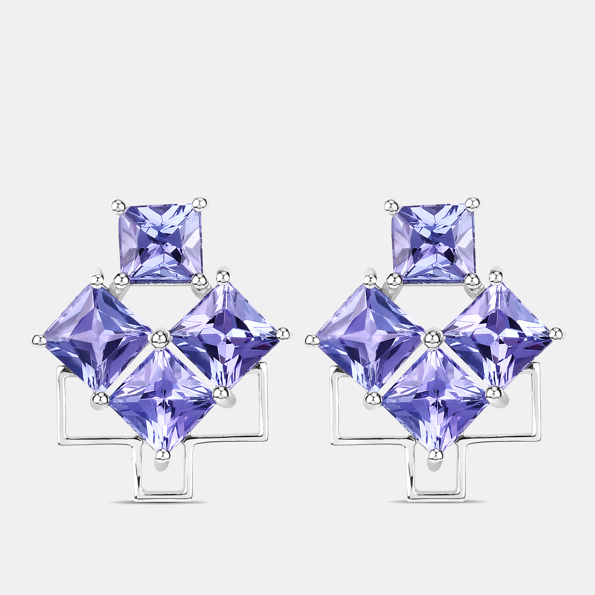 

5.02 cts Tanzanite 14K White Gold Quad Earrings