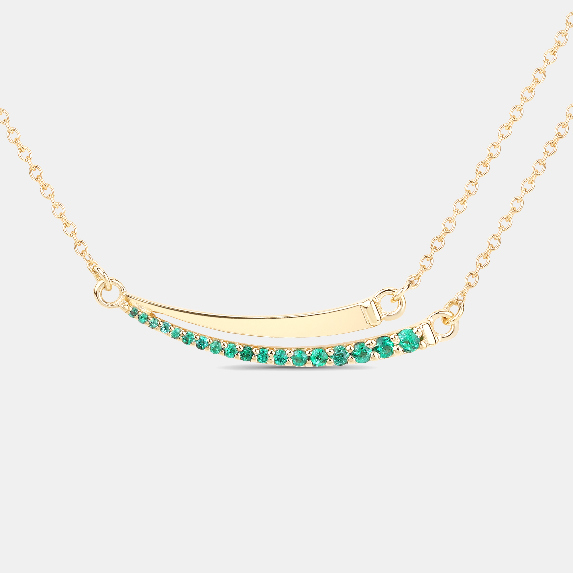 Click to view more detailed imagery on our partner's website Pre-owned Keesh Jewels 0.20 Cts Emerald 14k Yellow Gold Bar Necklace